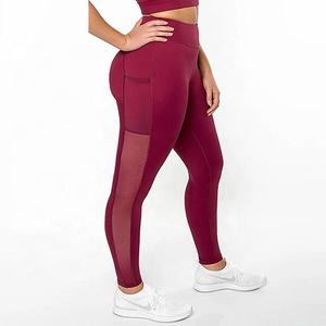 Mallas de malla de entrenamiento para mujer, Leggings con bolsillo para Yoga y gimnasio, talla grande, venta al por mayor - Product Image 4
