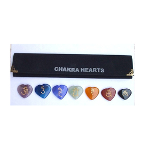 Exportador superior Chakra sánscrito símbolo corazones conjunto 7 Chakra piedra conjuntos proveedor natural Fengshui mascota curación producto - Product Image 1