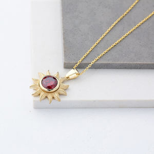 Lotus Sun — pendentif en pierre de rubis Design turc, bijoux élégants, en argent Sterling 925, vente en gros, pour femmes - Product Image 4