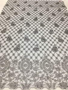 Lentejuelas de encaje nigeriano con cable <span class=keywords><strong>2021</strong></span> tela de encaje de lentejuelas de perlas pesadas nupciales telas de encaje de terciopelo con lentejuelas 2019 - Product Image 2