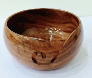 Handmade Polished Brown Wooden Yarn Bowl 7" for Yarn <b>Wool</b> Balls & <b>Knitting</b> | Classic Yarn Ball <b>Holder</b> - Product Image 2