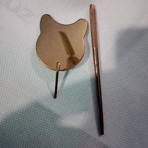 Espejo Cosmético Personalizado Obexa Rose Gold Teddy Tear para Extensiones de Pestañas, de Una Sola Cara, con Mango de Metal y Cristal, para Maquillaje Diario - Product Image 1