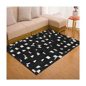 Indian Manufacturer of OEM Supply Black White Leather Carpet Rug Durable And Easy To Clean