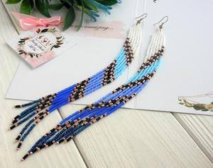 Handmade Happiness <b>blue</b> long <b>earrings</b> - Product Image 1