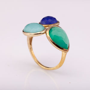 สูงแฟชั่น14พันชุบทองเงิน925ธรรมชาติสีเขียวขุ่นอะเกตและ Lapis คุณภาพสูงราคาโรงงาน - Product Image 6