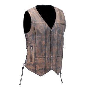 Gilet de motard en cuir pour hommes poches de transport dissimulées porte-pistolet équipement d'équitation de moto de qualité supérieure pour le confort et le style - Product Image 1
