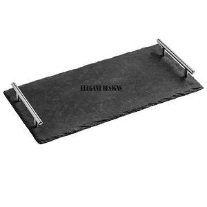 Plateau de service en marbre de forme rectangulaire de qualité supérieure plat de service fait à la main couleur verte décoratif plateau de service en marbre Vintage - Product Image 6