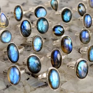 Bagues naturelles femmes ovale diamant bague garçon amour photos labradorite argent superposition naturel labradorite pierre de guérison en cristal - Product Image 3