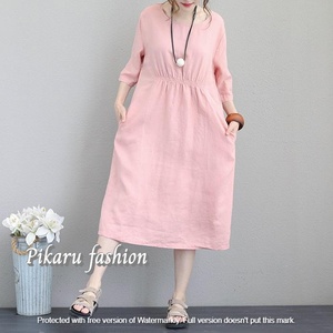 Vestido corto de lino para mujer, ropa de lino a la moda, Algodón puro, manga corta, étnico, bohemio, longitud hasta la rodilla, precio al por mayor - Product Image 2