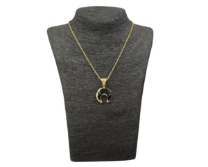 Hecho a mano 18K Oro Negro ónix chapado en oro clásico forma de media luna facetado diamante colgante latón joyería mejor regalo para fiestas - Product Image 5