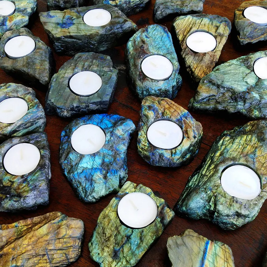 crystal lotus tea candle holder wholesale different types of candle holders geode natural candle holder labradorite gemstone