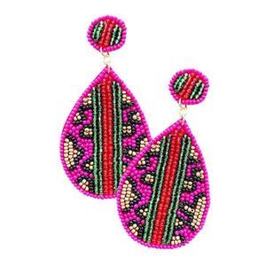 Boucles d'oreilles perles de rocaille boucles d'oreilles artisanales brodées en forme de goutte multicolore de l'Inde bijoux de mode pour femmes et filles - Product Image 5