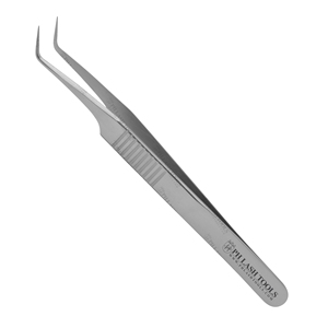 Stainless Steel Eyelash Extension Tweezer 10mm 45deg Bent with Finger Grip Design Private Label, Eyelash Extension Tweezer - Product Image 3