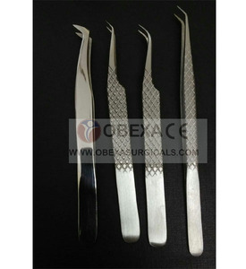 Juego de herramientas de belleza de acero japonés de 4 piezas, pinzas de diamante para extensiones de pestañas y cejas, punta redondeada, herramientas de pestañas de acero inoxidable - Product Image 1