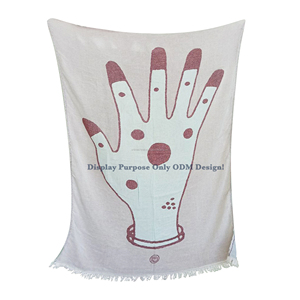 OEM Designs Jacquard Throw Blanket 130x170 cm - 51x67 ''Heavy and Luxury 100% Cotton-Acepta diseños personalizados - Product Image 4