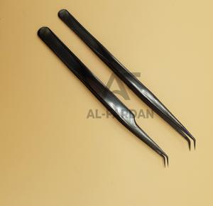 Pince à cils à angle de 45 degrés en acier inoxydable japonais de 14 cm avec logo personnalisé Extension de cils pointue couleur plasma noir - Product Image 5