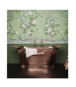 Baignoire en cuivre pur faite à la main, design personnalisé, texture martelée, gonflable pour adultes, accessoire de salle de bain en métal - Product Image 4