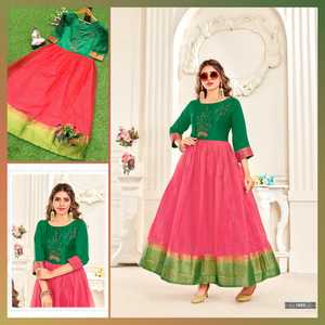 Kurti ชุดราตรีผ้าออร์แกนซ่าแท้สำหรับผู้หญิง,ชุดเดรสยาวแบบชิ้นเดียวดีไซน์แบบดั้งเดิมสำหรับใส่ทำงานในมือสวมใส่สูทส่งออกจากราชวงศ์ - Product Image 5