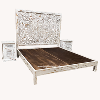 Lit Double en bois massif de style indien, magnifique, personnalisé, nouveau design de luxe, lit king size, sans rangement,