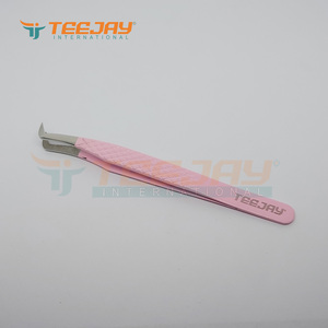 แหนบต่อขนตาปลอม,เครื่องมือยกขนตาปลอมเคลือบผงสีชมพูอ่อน - Product Image 3