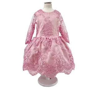 Babys Mädchen Kleidung Großhandel Custom Newborn New Design Rosa Party Kleider Spitze Moderne Frühling Sommer Kinder und Baby für Mädchen