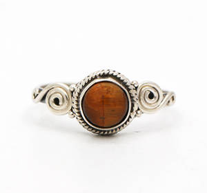 Forme ronde naturelle oeil de tigre pierre précieuse 925 solide en argent Sterling à la main spirale anneau bijoux pour la vente en gros - Product Image 1