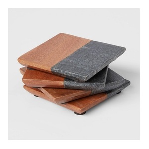 Sous-verres de luxe en marbre et bois noirs pour boissons restaurant cadeau de pendaison de crémaillère utiliser sous-verre produit Offre Spéciale - Product Image 5