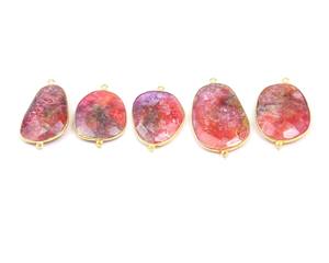 Forme naturelle Eau Citron Naturel Multi Pierres Précieuses Fait à la Main Plaqué Or Bijoux Double Bail Lunette Boho Connecteur - Product Image 5