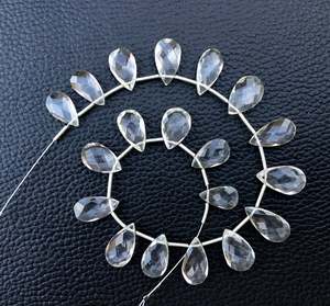 ลูกปัด Briolette ทรงลูกแพร์แบบเหลี่ยมเพชรพลอยควอตซ์ใสธรรมชาติเกรด AAA 19ชิ้นลูกปัดคริสตัลไม่มีสีทำสีขาวแบบ DIY - Product Image 5