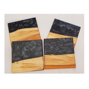 Best Quality Handicrafts Black Epoxy Resin Mango <b>Wood</b> <b>Coaster</b> Handmade Wooden Tea <b>Coaster</b> - Product Image 1