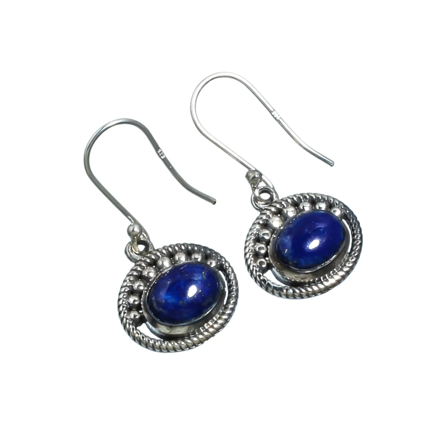 Traditionele Mode Vrouwen Sieraden Drop Lapis Lazuli Edelstenen Oorbel Goed Uitziende 925 Zilveren Hoepel Oorbel Voor Verjaardag