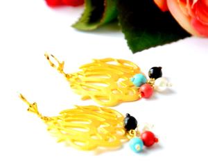 Arabic Dangle Maashallah earrings Arab Silver Islamic gemstone <b>beads</b> <b>set</b> arabic jewelry big long charm beaded calligraphy - Product Image 4