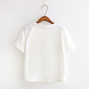 2024 Camiseta de manga corta de algodón vaquero de talla grande para mujer estilo callejero cuello redondo bordado estampado Logo Sexy último diseño pluma - Product Image 4