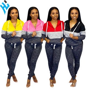 Sudadera con capucha y pantalones de chándal para mujer, conjunto de 2 piezas con logotipo personalizado, chándal 100% de algodón de manga larga - Product Image 1