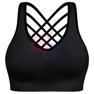 女性运动文胸裁剪上衣可爱加厚文胸，瑜伽文胸可调，弹力系带锻炼 | 健身文胸服装供应商