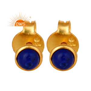 Pendientes de plata de ley 925 con gema lapislázuli Natural chapado en oro, joyería para mujeres - Product Image 1