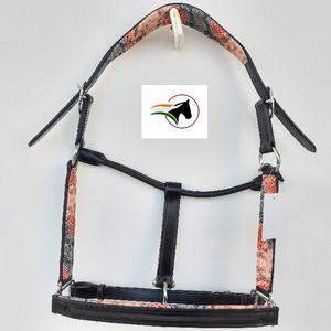 Halter de caballo de cuero ecuestre de alta calidad con canal vacío de lujo Diseño de pieza de mejilla de nariz Acolchado de estampado de serpiente personalizable - Product Image 5