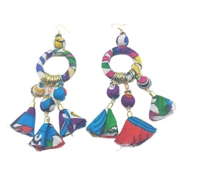 African Traditional Children's Gold Plated Bohemian Hoop <b>Earrings</b> Pair Handmade Acrylic <b>Resin</b> Lucite Anniversary India Wholesale - Product Image 2