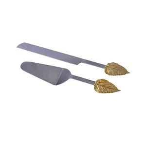 Service à salade en acier inoxydable, ensemble pour le bar à salade avec cuillère et fourchette à poignée d'extrémité de la feuille, service à salade en argent - Product Image 3