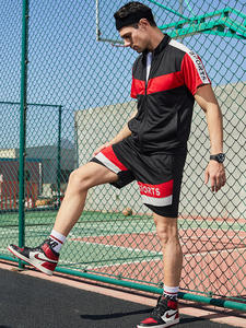 Chándal corto deportivo personalizado para hombre, conjunto de pantalones cortos de verano, color liso, venta al por mayor - Product Image 6