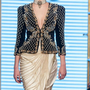 DABKA-Bordado de NEWLY---DESIGNER, cuentas de cristal, piedra de vidrio, elegante chaqueta de terciopelo con falda, vestido, 2022 - Product Image 1