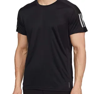 T-Shirt kerah Crew pria terlaris kaos cepat warna hitam untuk pria desain kustom dan ukuran kustom