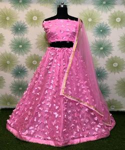 Bordado de seda de terciopelo de aspecto rico con trabajo de secuencia lehenga choli con ropa de recepción dupatta, vestido al mejor precio, ropa textil - Product Image 6