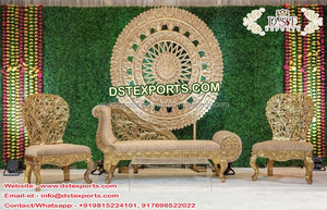 Conjunto de muebles de boda de diseño único, conjunto de sofá de recepción de boda real, color dorado y blanco - Product Image 3