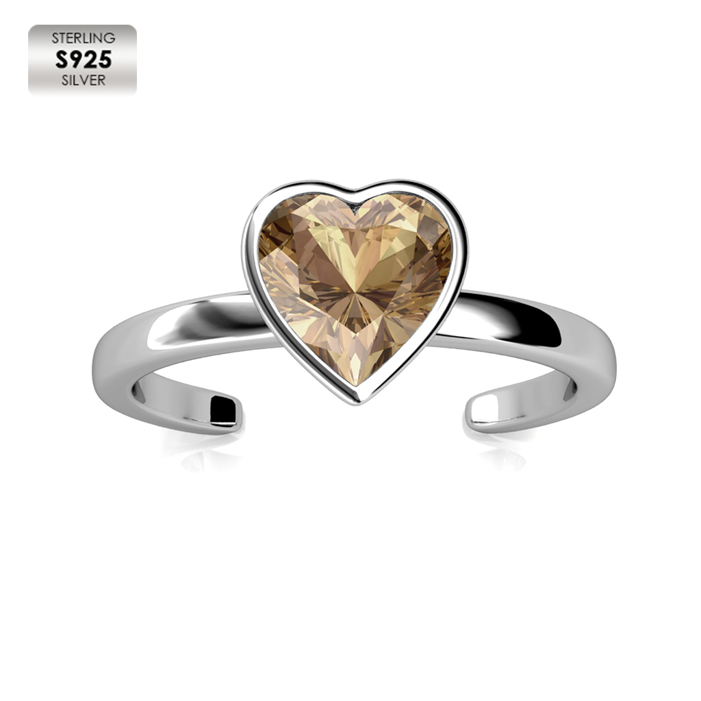 Argento Sterling 925 placcato in oro bianco 18K color Champagne