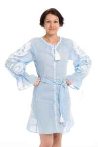 2022 nouveau été élégant taille haute femmes robe décontracté O cou à manches longues brodé à la main dentelle florale décoration tissé méthode - Product Image 6