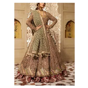 아시아 스타일 수 놓은 파티 드레스 파키스탄 신부 무거운 자수 드레스 웨딩