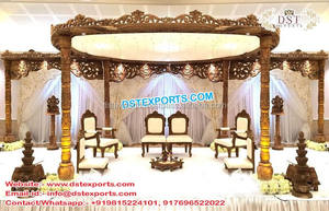 Mariage indien Mandap en bois platine Superbe mariage indien Mandap en bois luxe mariage en bois Triveni MandapUSA - Product Image 3