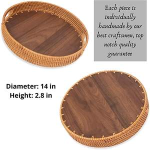 ถาดเสิร์ฟอาหารทำจากหวายดีไซน์เป็นทรงกลมเหมาะสำหรับใช้ในงานแต่งงานที่บ้านและอุปกรณ์เสริมสำหรับวางบนโต๊ะ - Product Image 2