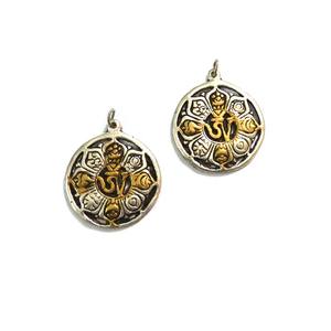 Pendentifs tibétains en laiton, 7 pièces, symboles bouddhistes Om - Product Image 2